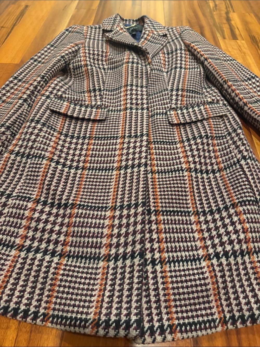 J.CrewWool Blend Plaid Long Coat in Black & Cream - Picture 3 of 4